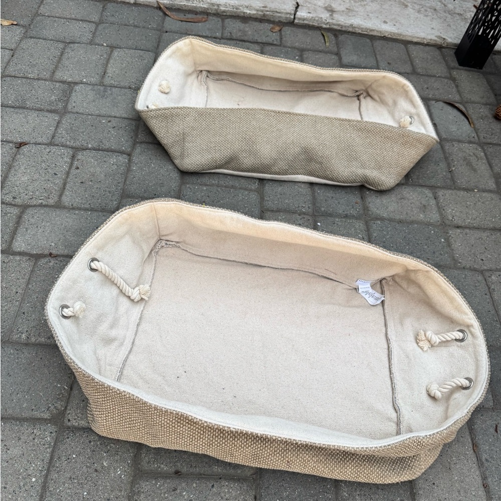 Set of Two Pottery Barn Fabric Storage Bins